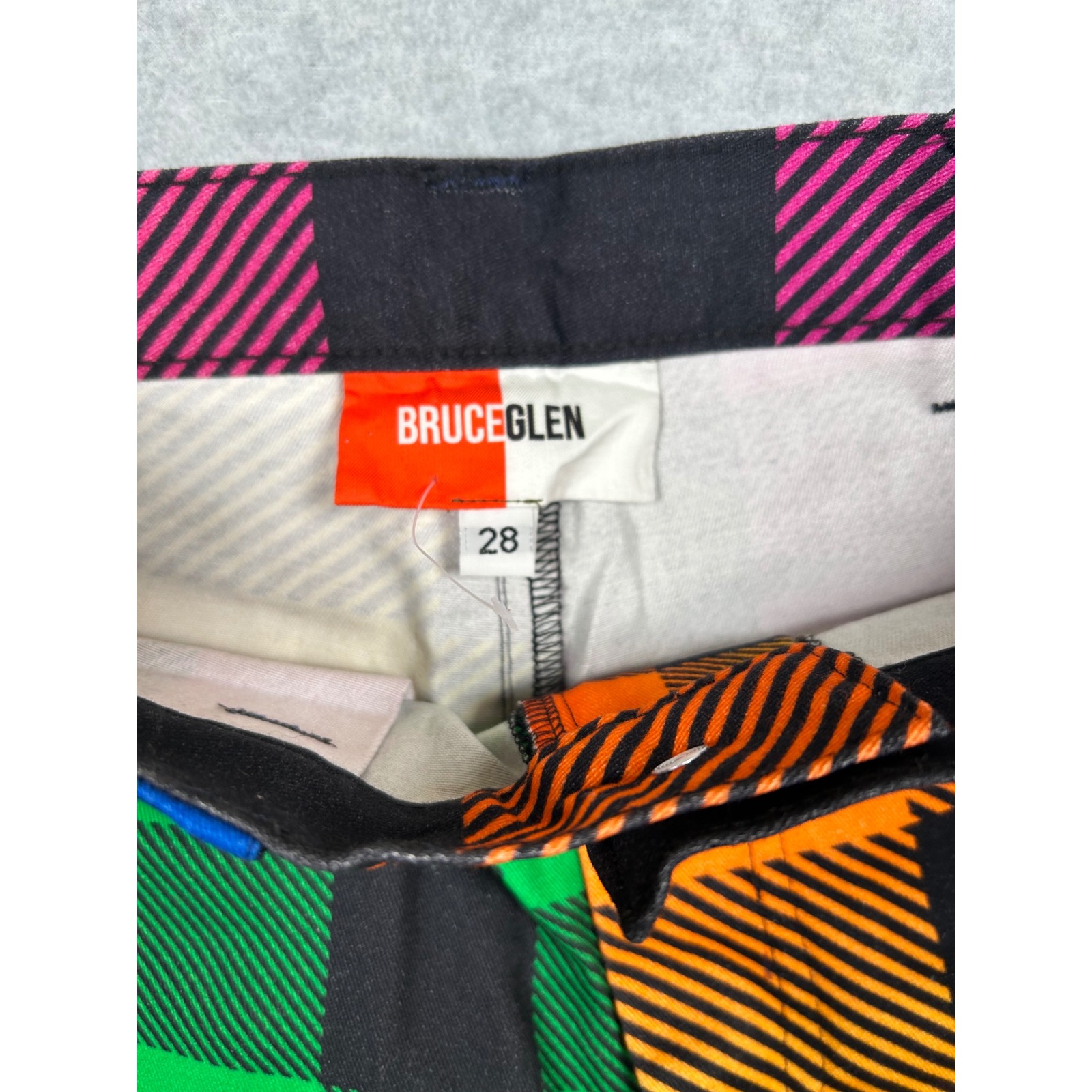 Bruceglen Pants Mens 28 Multicolor Patchwork Plaid Buffalo Check Cargo Straight — image 8 of 8